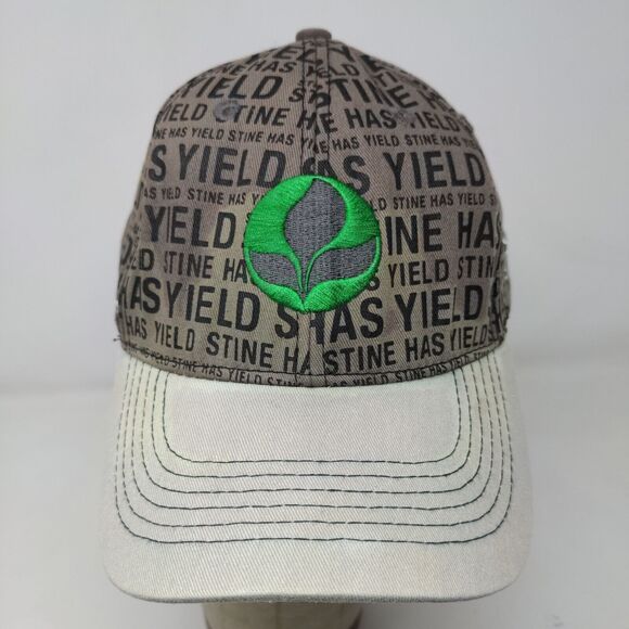 Stine Men's Strapback Hat Tan Gray Embroidered Logo Farmer Seed - Picture 3 of 11